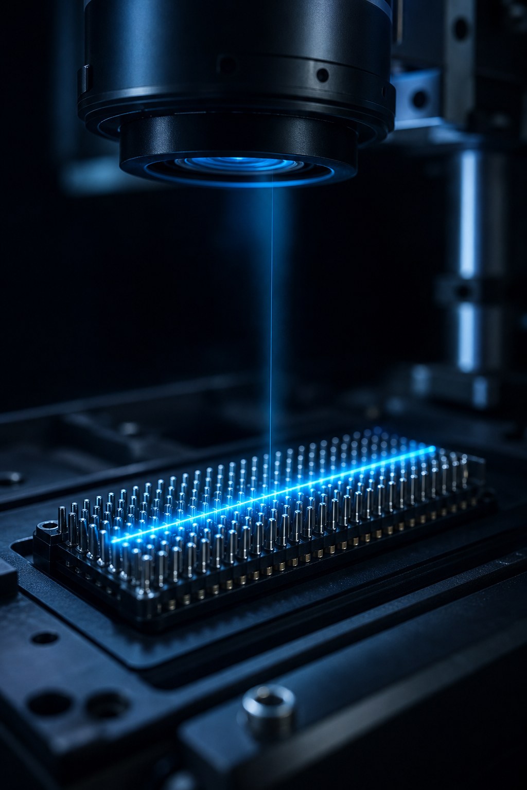 High-density connector pin array under 3D line-scan inspection