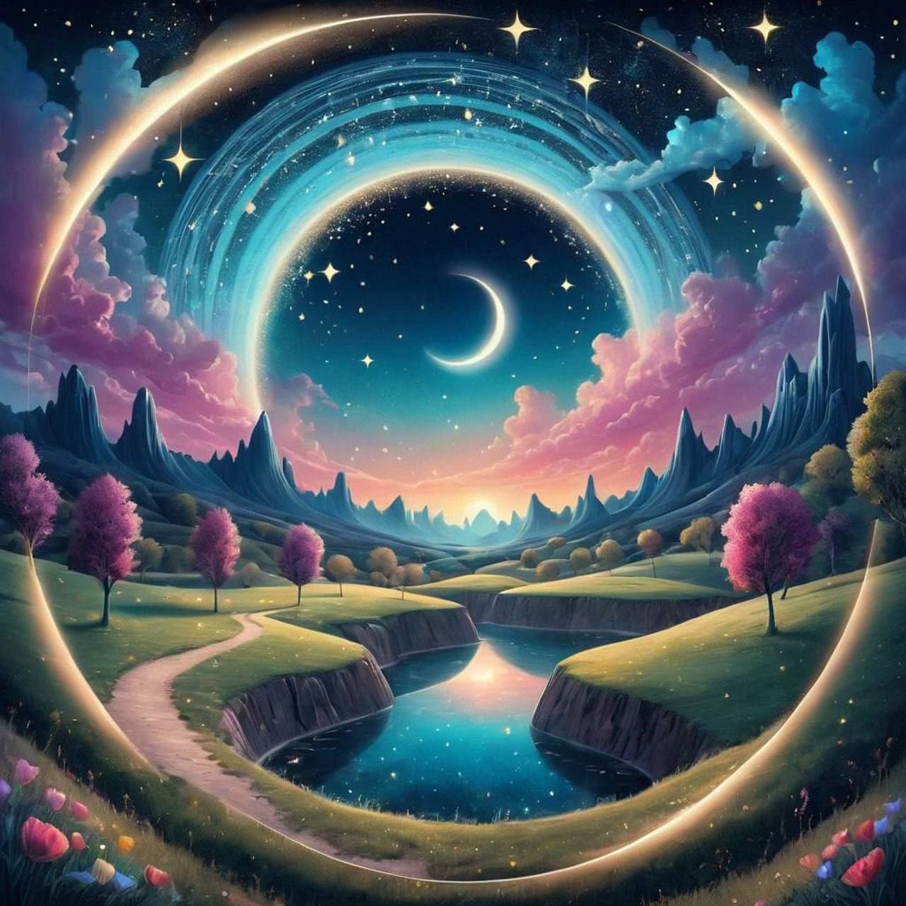 AI art — crystal ring world