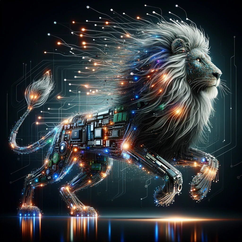 AI art — cybernetic lion