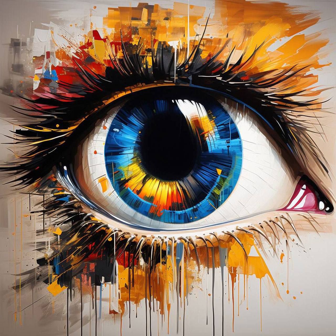 AI-generated painted eye
