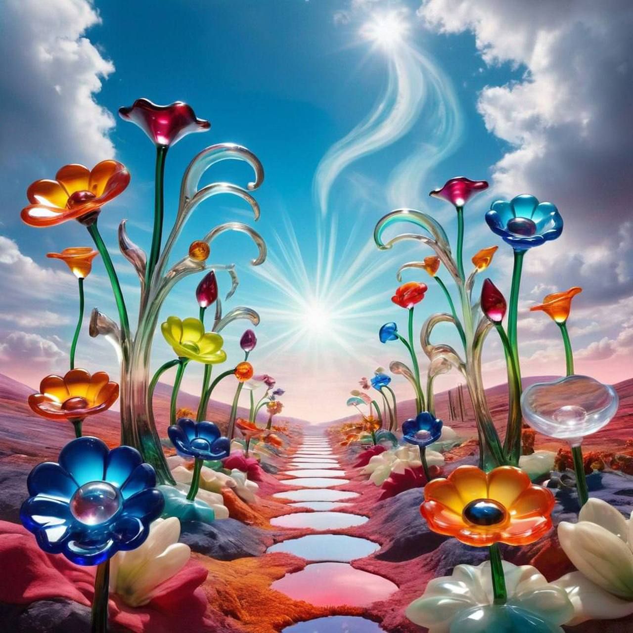 AI art — flower path to the sky