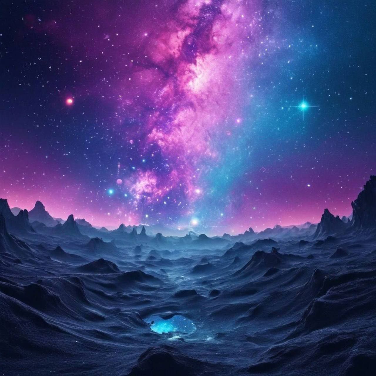 AI art — milky way over mountains