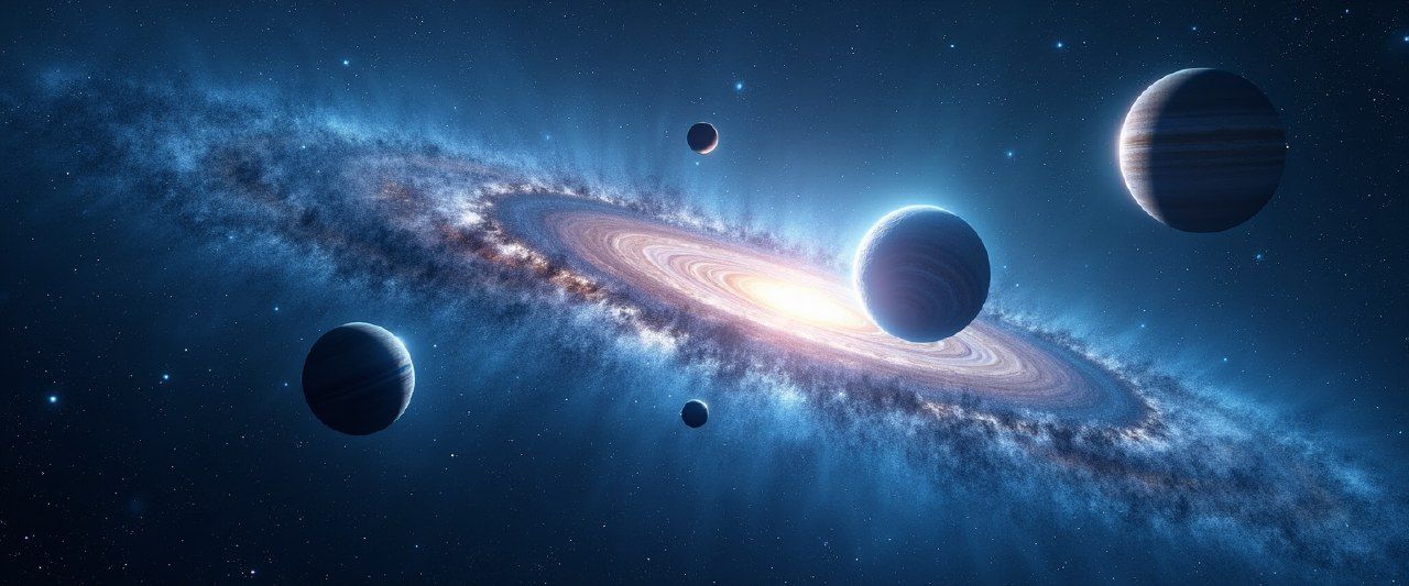 AI art — planets over a galaxy