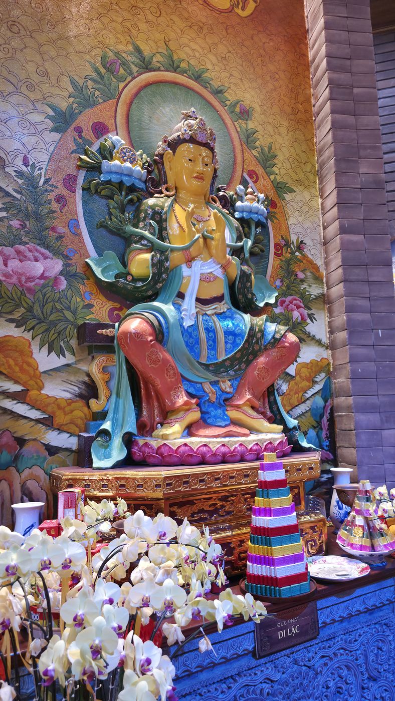 Shrine with red and gold banners